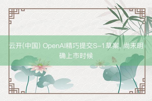 云开(中国) OpenAI精巧提交S-1草案， 尚未明确上市时候