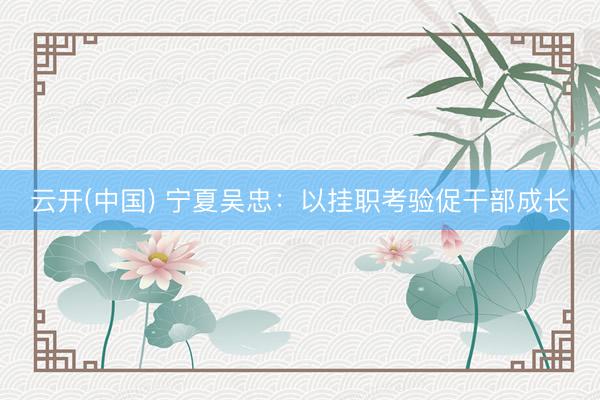 云开(中国) 宁夏吴忠：以挂职考验促干部成长