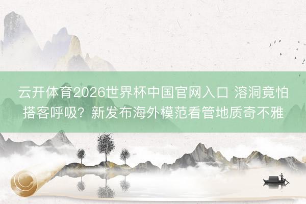 云开体育2026世界杯中国官网入口 溶洞竟怕搭客呼吸？新发布海外模范看管地质奇不雅