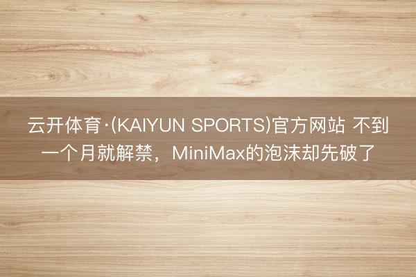 云开体育·(KAIYUN SPORTS)官方网站 不到一个月就解禁,MiniMax的泡沫却先破了