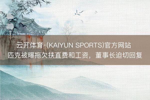 云开体育·(KAIYUN SPORTS)官方网站 匹克被曝拖欠扶直费和工资，董事长迫切回复
